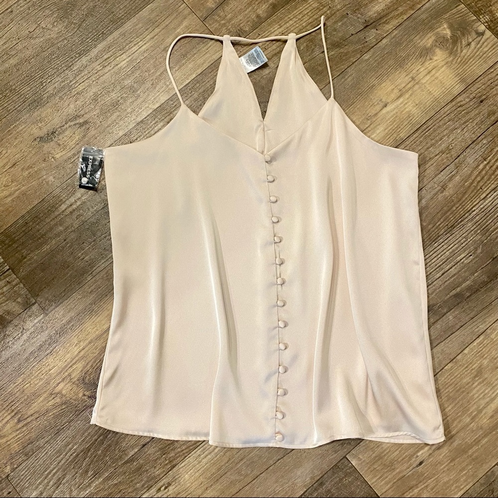 SOLD 💕NWT Express Button Front Light Pink Satin Barcelona Cami - Picture 4 of 14